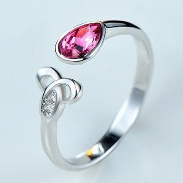 925純銀戒指水晶開口戒-時尚創意百搭鑲鑽七夕情人節生日禮物女飾品73kd36【獨家進口】【米蘭精品】