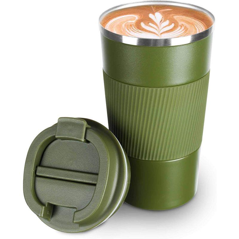 COLOCUP コーヒーカップ ステンレスマグ 保温保冷 直飲み 携帯マグ タンブラー 二重構造 真空断熱 (グリーン, 510ML)