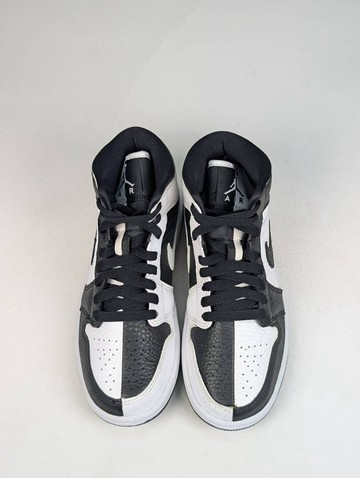 微瑕疵-左右腳內外側泛黃 DR0501-101 W5.5 Air Jordan 1 Mid SE "Homage" Split W 陰陽熊貓 黑白 女鞋 男女段