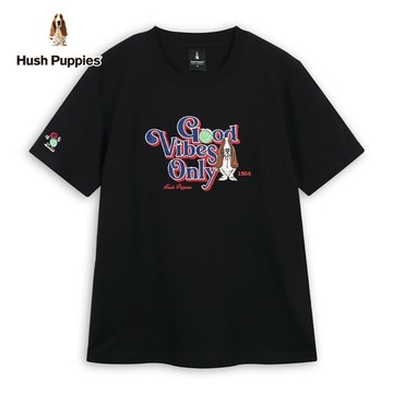 Hush Puppies T恤 男裝造型文字網球刺繡狗T恤