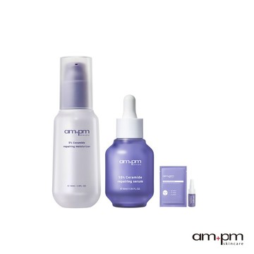 【ampm牛爾】10%神經醯胺精華30ml+5%神經醯胺輕盈乳100ml+贈神經醯胺精華5ml+面膜1片(修護/保濕)