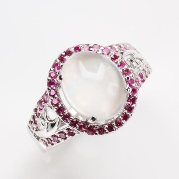 【寶石方塊】天然月光石戒指-925銀飾-秀外慧中