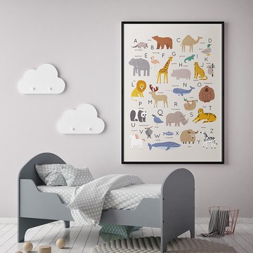 小動物字母表II - 可愛動物字母掛畫/療癒/房間佈置/幼兒園擺設