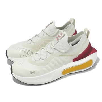 Under Armour 慢跑鞋 Phantom 4 VNTGE VRSTY 女鞋 米白 紅 針織 緩震 運動鞋 UA 3027884100