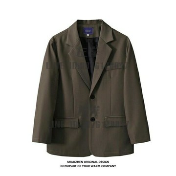 西裝外套日系復古純色設計感西服外套男女情侶寬松慵懶風休閑【雲木雜貨】