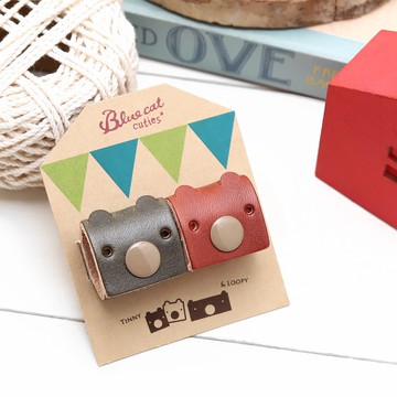 植物綠配烏龍茶 常見的Tinny 真皮革手工集線器(二入一組)