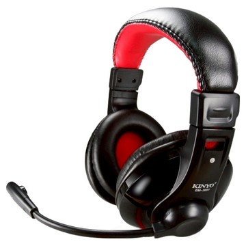 Kinyo 超重低音立體聲耳機麥克風  EM-3651  黑色 + 紅色