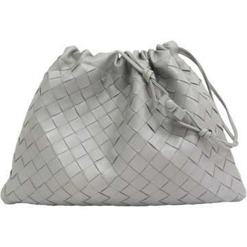【二手名牌BRAND OFF】BOTTEGA VENETA BV 寶緹嘉 灰色 羊皮編織 Dustbag 肩背包