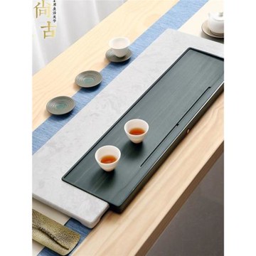 簡約北歐輕奢家用大理石茶盤整塊天然石頭茶臺烏金石排水茶托茶海