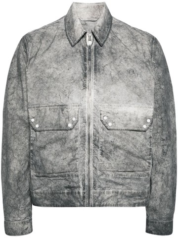 Ten C - zip-up distressed-effect shirt jacket - men - Polyester/Cotton - 54 - Grey