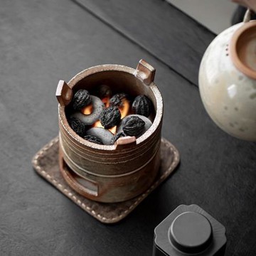 柴燒窯變煮茶炭爐家用圍爐煮茶器水泡茶小火橄欖碳爐中式煮茶壺