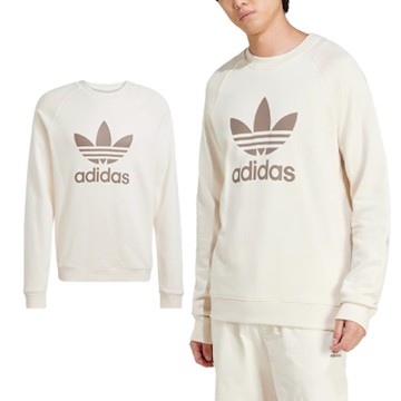 Adidas Trefoil Crew 男款 米白色 運動 休閒 上衣 經典 愛迪達 三葉草 長袖 JN7007