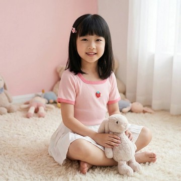 🎀biubiu童裝🎀現貨🌈女童T恤 女童上衣 女寶寶短袖 冰絲 方領 條紋 多色可選