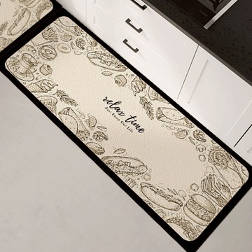 波蘭復古花磚珪藻土軟式地墊【美式插圖45*200】 珪藻土地墊 速乾 吸水  廚房 軟式地墊 浴室地墊   軟地墊 浴室 矽藻土地墊 柔軟