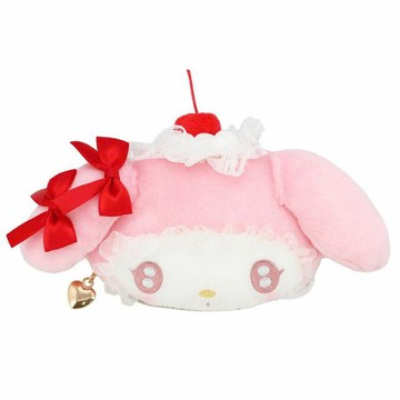 小禮堂 Sanrio 三麗鷗 粧美堂 美樂蒂 絨毛造型零錢包 (櫻桃鮮奶油)