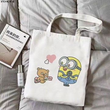 人氣新品💕日本小小兵 小小兵手提袋 神偷奶爸 限定款周邊 周邊 小黃人動漫帆布包卡通可愛大容量 慵懶風單肩手提袋 購物