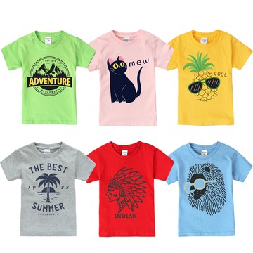 短袖上衣 獨家自印 多花色圖T印花上衣 純棉 男童 女童 圓領T 上衣 T恤 百搭 Augelute 66252