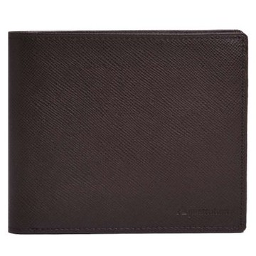 Aquascutum 經典品牌字母LOGO圖騰防刮皮革對折四卡短夾(深咖啡)