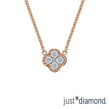 鎮金店 Just Diamond 鑽石玫瑰金 鑽鍊-愛相繫(幸運草)