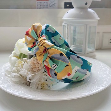 台灣文青-拼布棉麻布綁結蝴蝶結髮箍頭箍髮飾-傳統電鍋