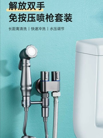 馬桶伴侶高壓清洗噴槍一進二出雙用控制角閥家用婦洗器廁所沖水槍