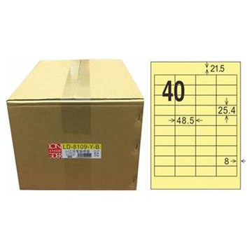 【龍德】A4三用電腦標籤 25.4x48.5mm 淺黃色 1000入 / 箱 LD-8109-Y-B