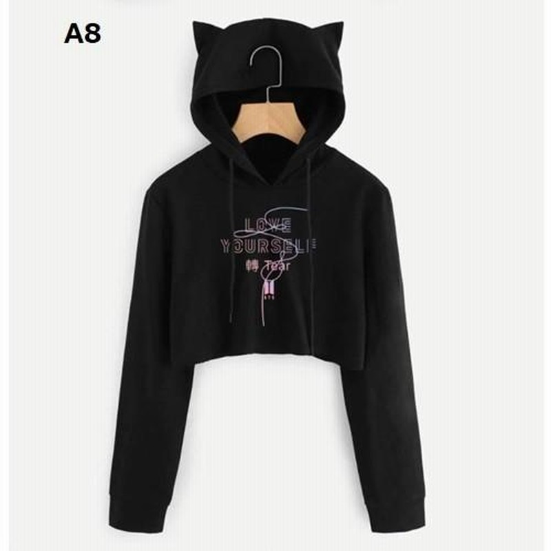 BTS テテ愛用 BONBOM ロゴ クロップド フード 長袖 パーカー BTS テテ愛用 BONBOM ロゴ クロップド フード 長袖 パーカー