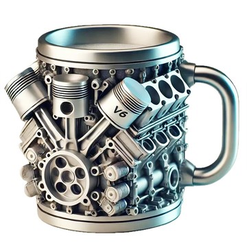 發動機造型馬克杯/水杯/茶杯/咖啡杯 V6 300ml  銀色  1個