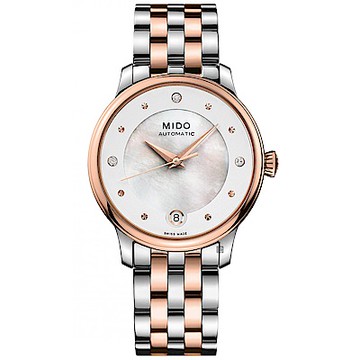 MIDO 美度 官方授權 BARONCELLI 永恆真鑽機械女錶 1212購物節 送禮推薦-34mm M0392072210600