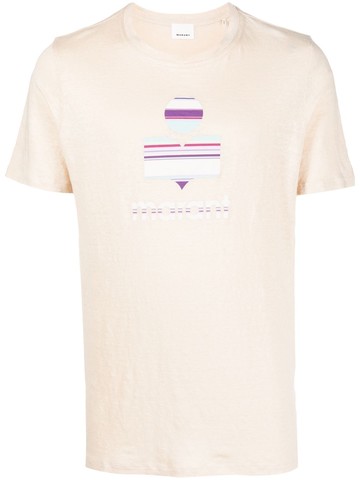 MARANT - logo-print crew-neck T-shirt - men - Linen/Flax - XL - Neutrals