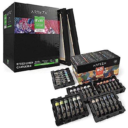 Arteza Gouache and Black Canvas Bundle, Painting Art Supplies for Artist, Hobby Painters ＆ Beginners