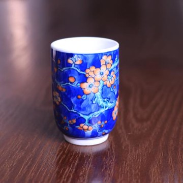 復古寒窯青花斗彩紅冰梅花茶杯茶具 景德鎮古玩古董陶瓷器主人杯