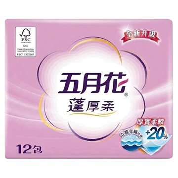五月花 蓬厚柔頂級抽取衛生紙 100張  12包  1袋