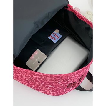 自制徽章貼豹紋書包土酷ins小眾設計少女背包女大學生旅行雙肩包