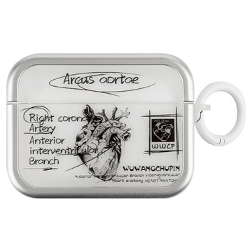 Koios 耳機保護殼 霧透心臟構造  透明色 + 銀色  1個  Airpods 4