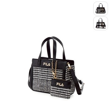 【FILA】千鳥格手提斜背包-黑色 BMY-5402-DK