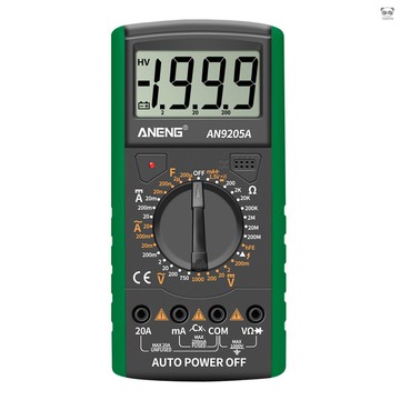 ANENG AN9205A 數字萬用表 1999計數手動量程數字萬能表 交直流電電阻電容晶體管測試儀 背光電流表 綠色