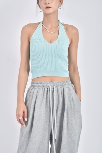 (S) 【智恩私服】common in 0120質感針織掛脖v領無袖藍色上衣