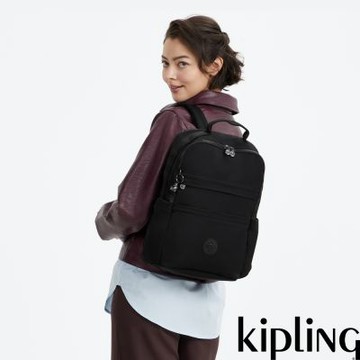 Kipling 碳黑多層收納後背電腦公事包-BIANA
