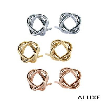 ALUXE 亞立詩 18K金 K金耳環 雙重扭結 EE0790