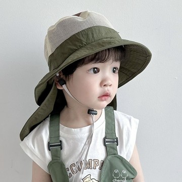 ARY 兒童帽子 兒童遮陽帽 男女童防曬帽 兒童防曬帽子夏季薄款男童女孩遮陽帽寶寶帽子透氣大檐披肩太陽帽