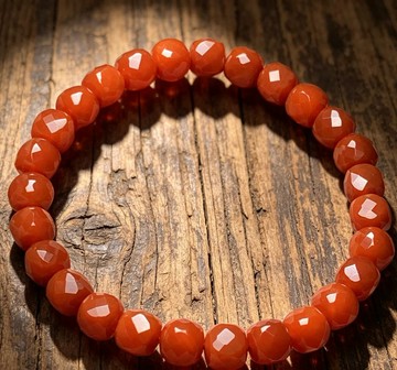 滿色滿肉天然南紅瑪瑙切面手串柿子紅高冰透招財旺運單圈手