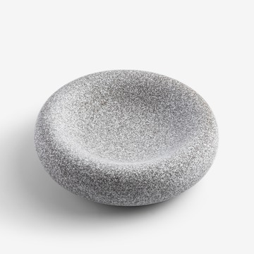 日式 禪風卵石 20.5cm 石磓飾盤｜白玉｜單品