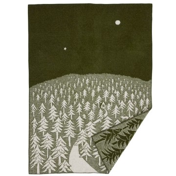 純羊毛被毯 —森林小屋(3色可選) 綠