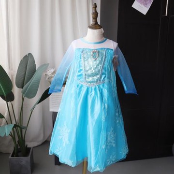外貿原單 卡通冰雪公主網紗披風連衣裙  女童夢幻亮片禮服裙媛