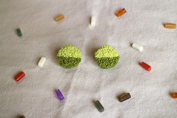 刺繡耳環 015 草綠 / 耳針款