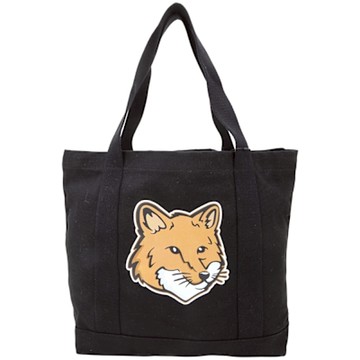 MAISON KITSUNE 經典狐狸印花手提/肩背帆布托特包(黑色)