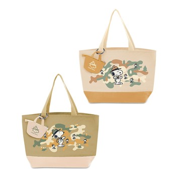 Snoopy 史努比 迷彩森林保溫提袋附吊飾小包