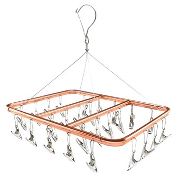 曬衣夾鋁合金方形26夾 玫瑰色 堅固耐用、防風防掉落、360度旋轉  1入