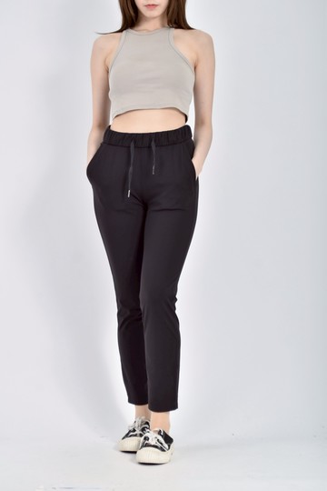 加購優惠(L) 鬆緊腰黑色長褲